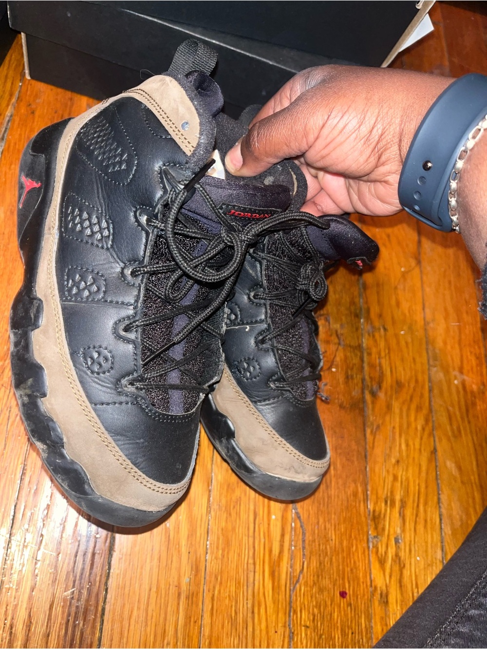 Jordan Black and Brown Suede-Trim Basketball Sneakers (no box)